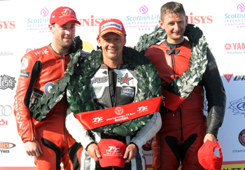 The 2008 Ultra-Lightweight TT podium (Stephen Davison/Pacemaker Press International)